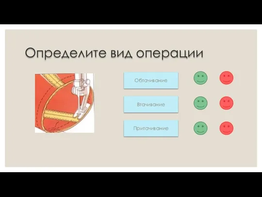 Определите вид операции Обтачивание Втачивание Притачивание