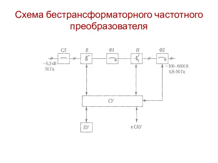 Схема бестрансформаторного частотного преобразователя