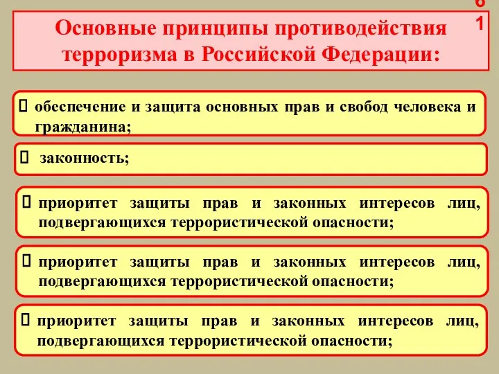 Основные принципы противодействия терроризма в Российской Федерации: обеспечение и защита