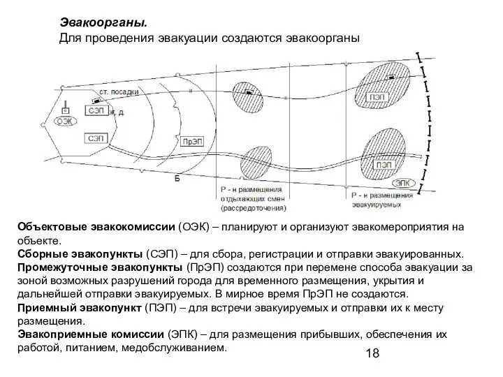 Эвакоорганы. Для проведения эвакуации создаются эвакоорганы Объектовые эвакокомиссии (ОЭК) –