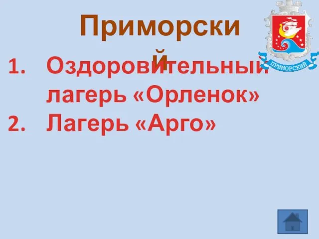 Приморский Оздоровительный лагерь «Орленок» Лагерь «Арго»