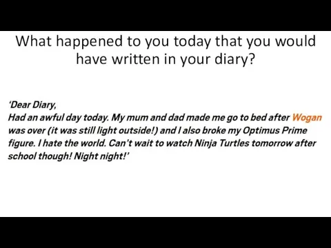 What happened to you today that you would have written in your diary?