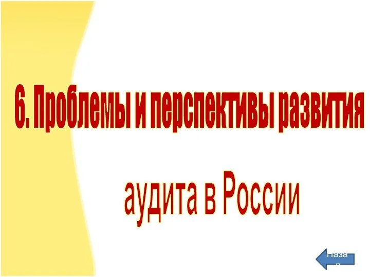 6. Проблемы и перспективы развития аудита в России Назад