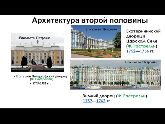 Архитектура второй половины XVIII. в Большой Петергофский дворец (Ф. Растрелли)