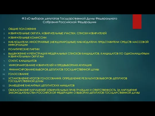 ФЗ «О выборах депутатов Государственной Думы Федерального Собрания Российской Федерации»