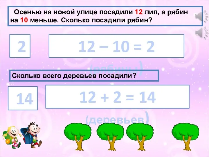 Осенью на новой улице посадили 12 лип, а рябин на