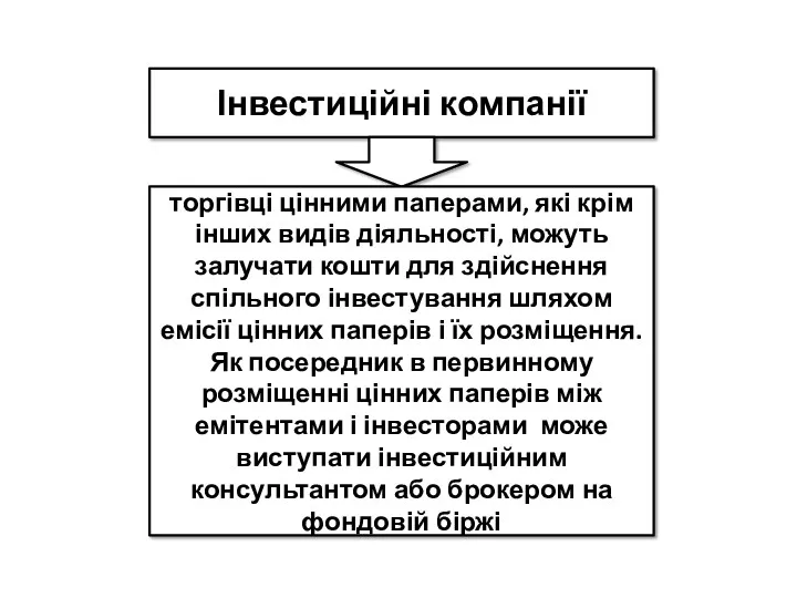 Інвестиційні компанії торгівці цінними паперами, які крім інших видів діяльності,