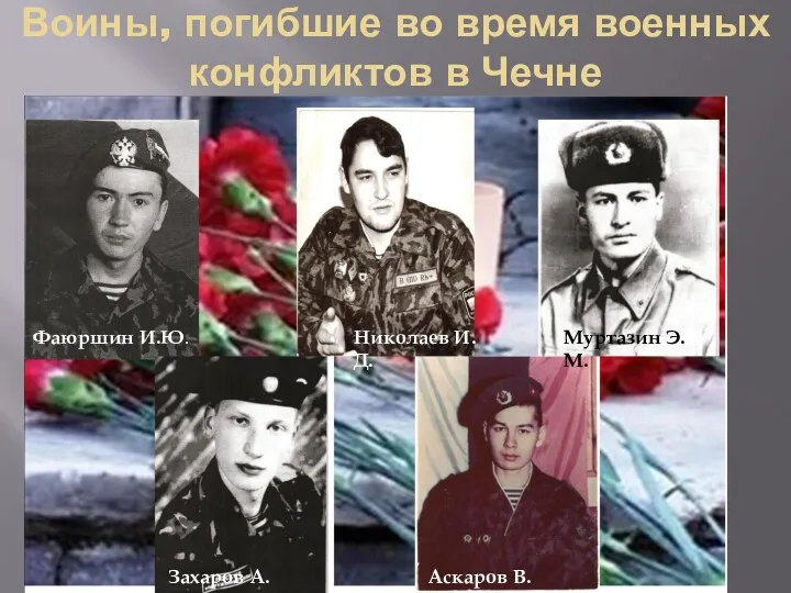 Воины, погибшие во время военных конфликтов в Чечне Фаюршин И.Ю. Николаев И.Д. Муртазин