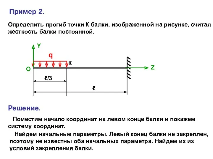 Пример 2. Определить прогиб точки К балки, изображенной на рисунке,