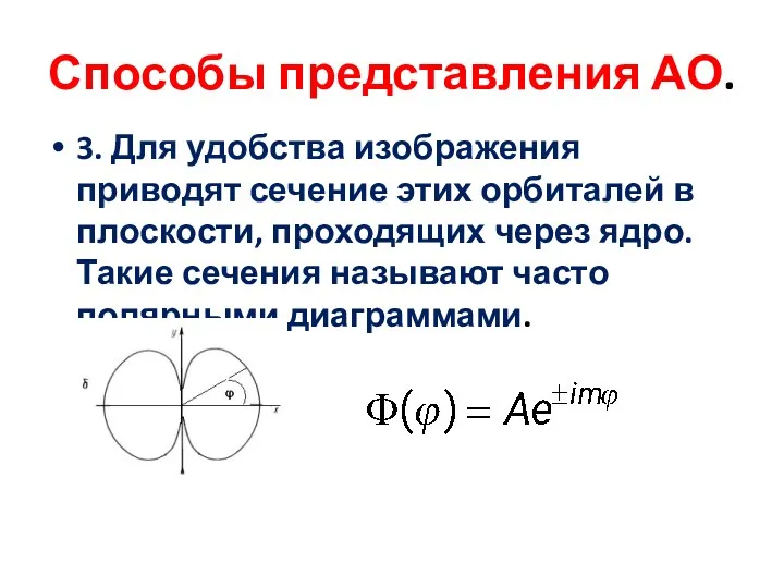 Способы представления АО. 3. Для удобства изображения приводят сечение этих