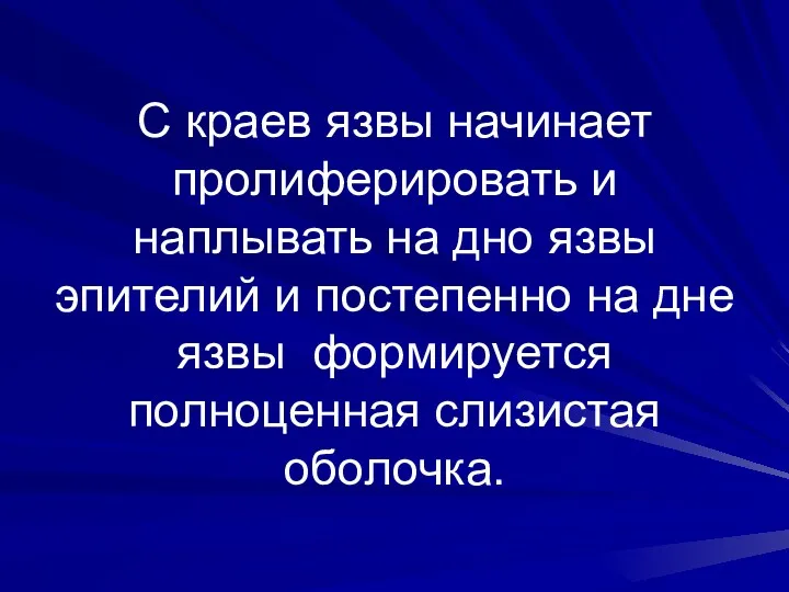 С краев язвы начинает пролиферировать и наплывать на дно язвы