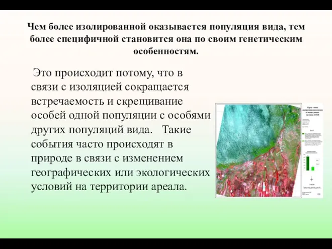 Чем более изолированной оказывается популяция вида, тем более специфичной становится она по своим