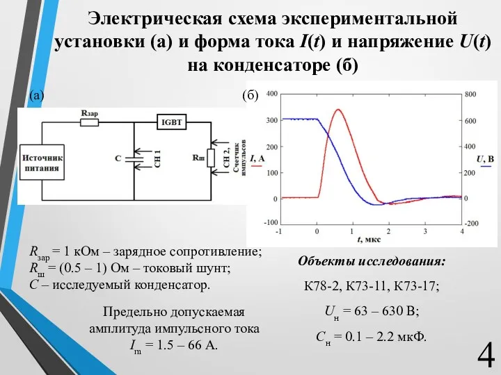 Rзар = 1 кОм – зарядное сопротивление; Rш = (0.5