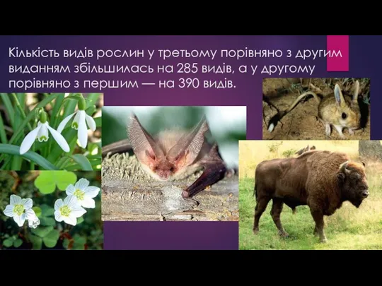 Кількість видів рослин у третьому порівняно з другим виданням збільшилась