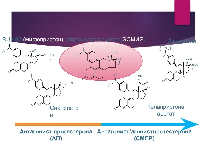 Антагонист прогестерона (АП) Антагонист/агонистпрогестерона (СМПР)