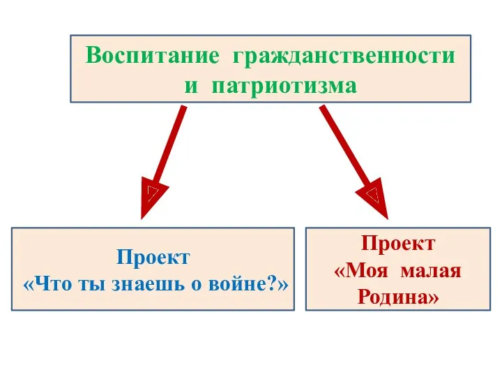 Проект «Моя малая Родина» Проект «Что ты знаешь о войне?» Воспитание гражданственности и патриотизма