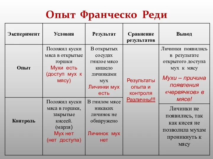 Опыт Франческо Реди