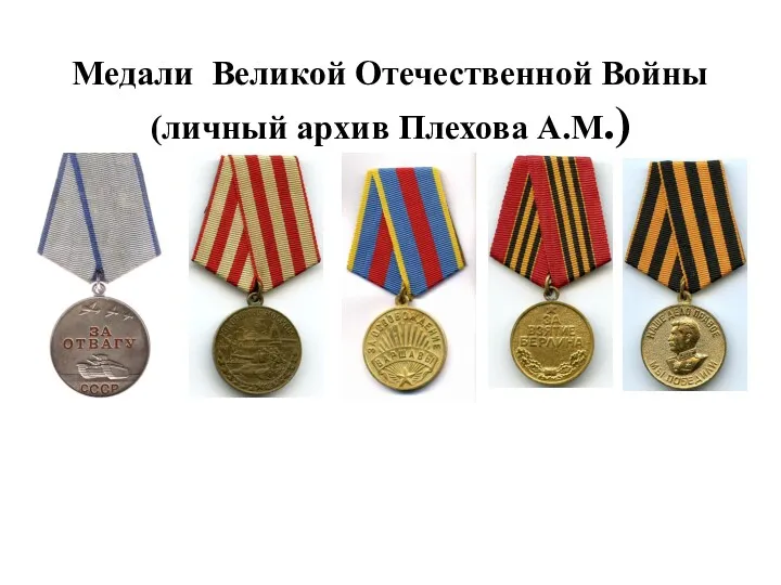 Медали Великой Отечественной Войны (личный архив Плехова А.М.)