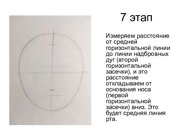 7 этап Измеряем расстояние от средней горизонтальной линии до линии