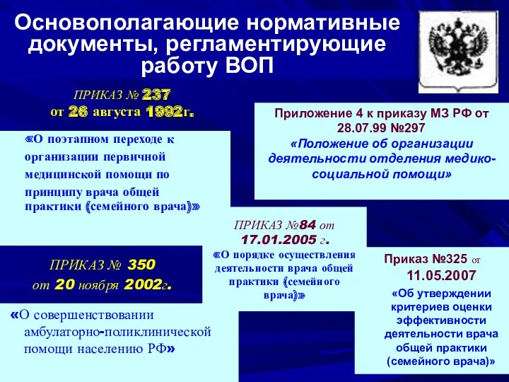 ПРИКАЗ № 237 от 26 августа 1992г. «О поэтапном переходе к организации первичной