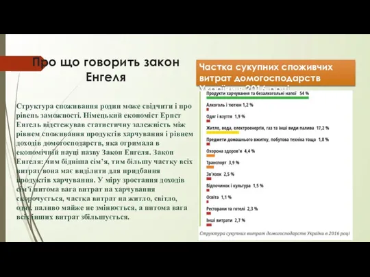 Про що говорить закон Енгеля Структура споживання родин може свідчити