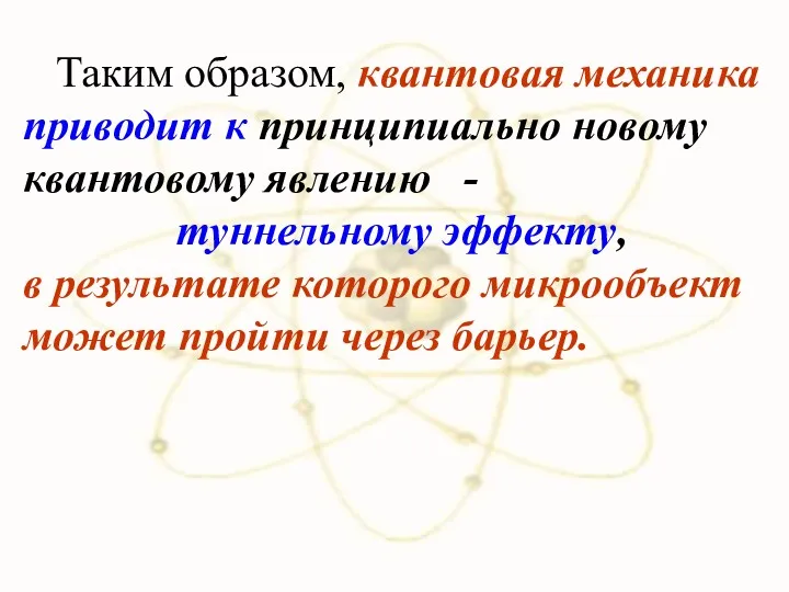 Таким образом, квантовая механика приводит к принципиально новому квантовому явлению