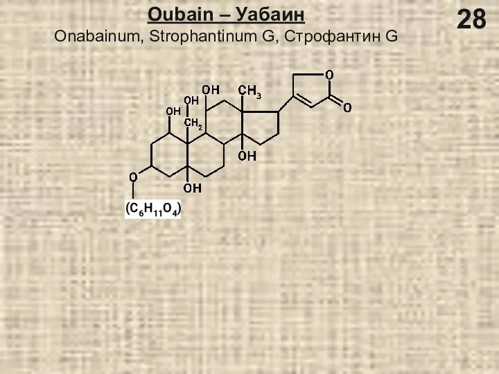 Oubain – Уабаин Onabainum, Strophantinum G, Строфантин G 28