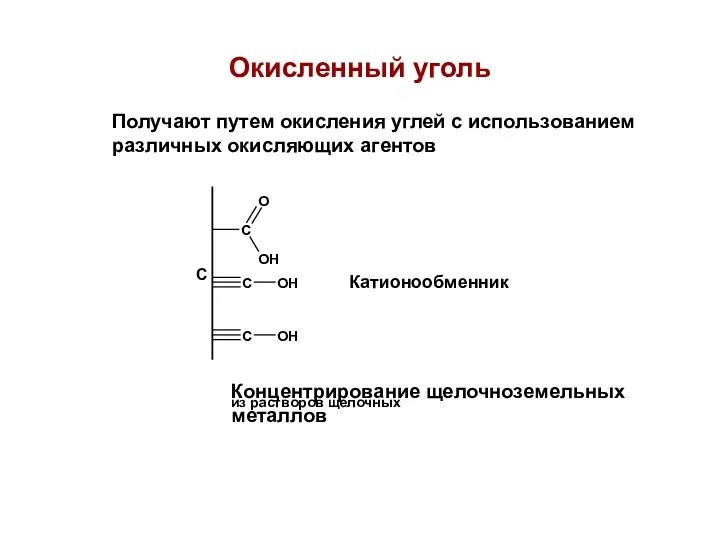 Окисленный уголь Получают путем окисления углей с использованием различных окисляющих агентов