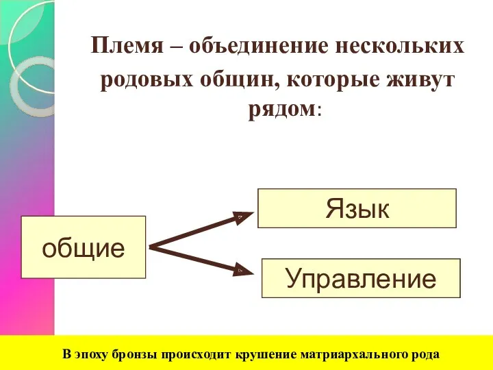 Племя – объединение нескольких родовых общин, которые живут рядом: общие