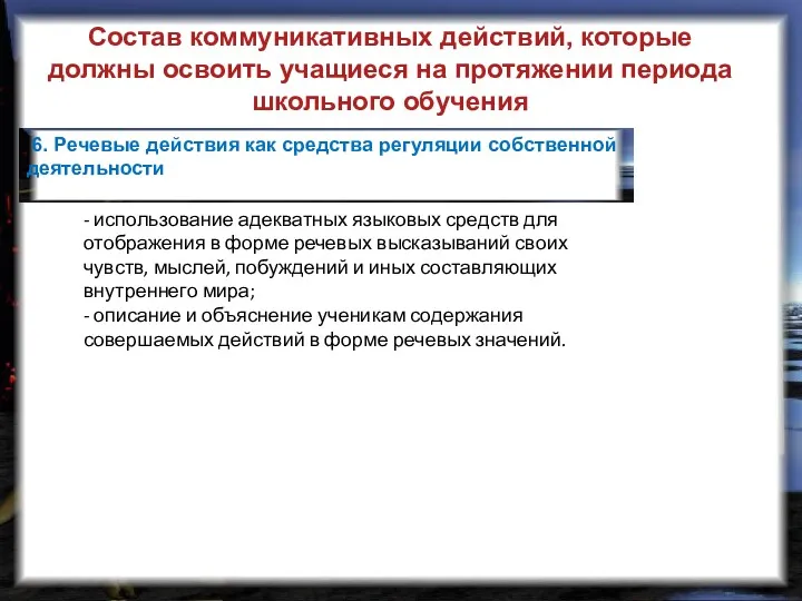 6. Речевые действия как средства регуляции собственной деятельности Состав коммуникативных действий, которые должны