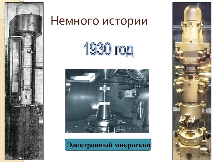 Немного истории 1930 год Электронный микроскоп