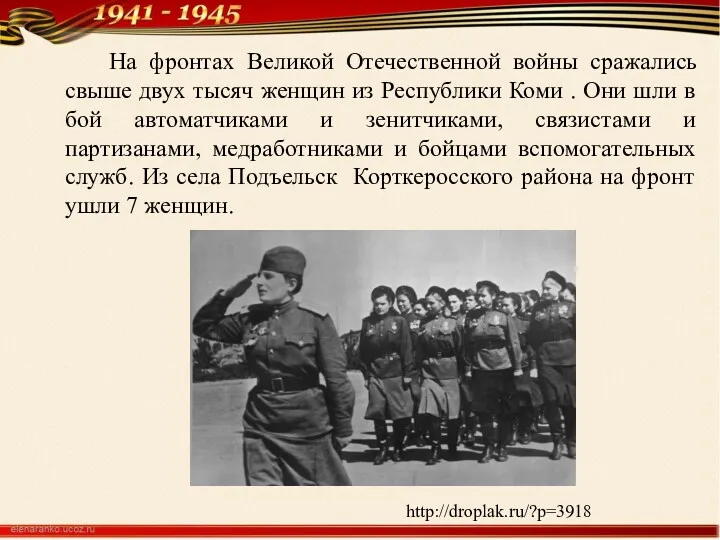 На фронтах Великой Отечественной войны сражались свыше двух тысяч женщин
