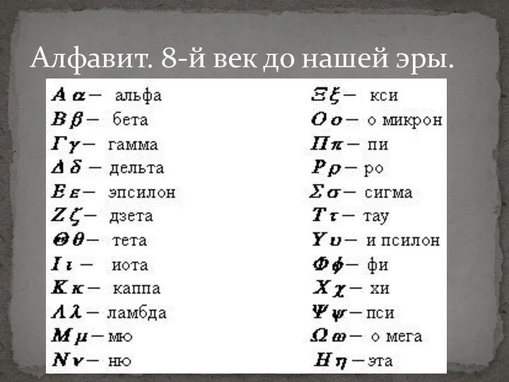 Алфавит. 8-й век до нашей эры.