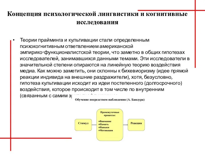 Концепция психологической лингвистики и когнитивные исследования Теории прайминга и культивации