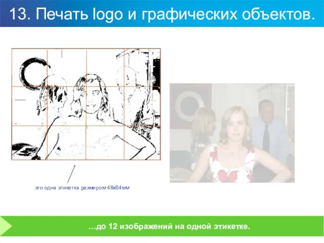 13. Печать logo и графических объектов. это одна этикетка размером 48х64мм