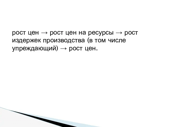 рост цен → рост цен на ресурсы → рост издержек