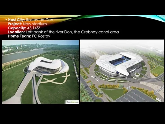 Host City: Rostov-on-Don Project: New stadium Capacity: 45,145* Location: Left