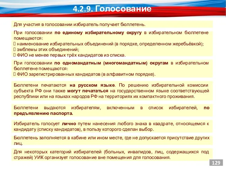 Для участия в голосовании избиратель получает бюллетень. При голосовании по