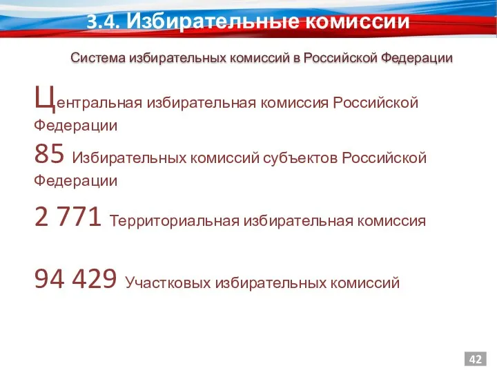 85 Избирательных комиссий субъектов Российской Федерации 2 771 Территориальная избирательная