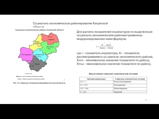 Социально-экономическое районирование Калужской области Для расчета показателей индикаторов по выделенным