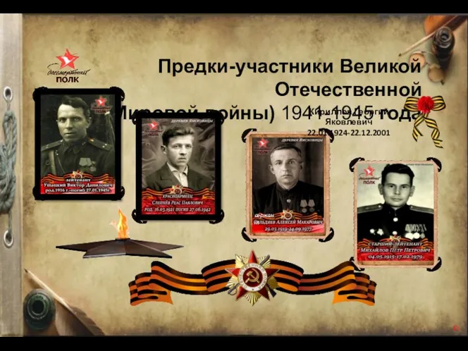 Предки-участники Великой Отечественной (II Мировой войны) 1941-1945 года сержант Погиб в бою Погиб