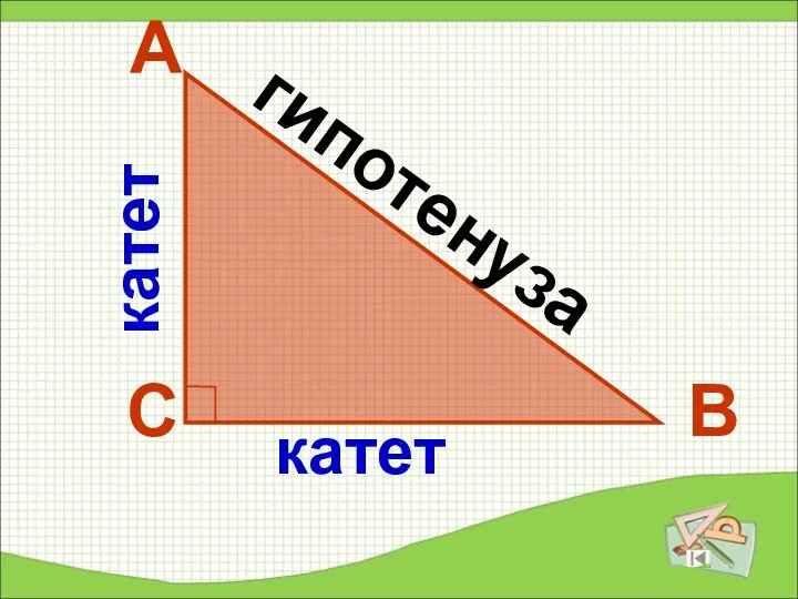 А С В гипотенуза катет катет