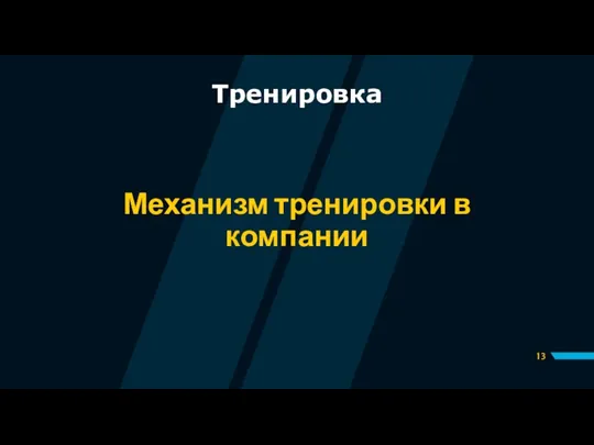 Тренировка Механизм тренировки в компании