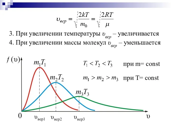 при Т= const при m= const 3. При увеличении температуры