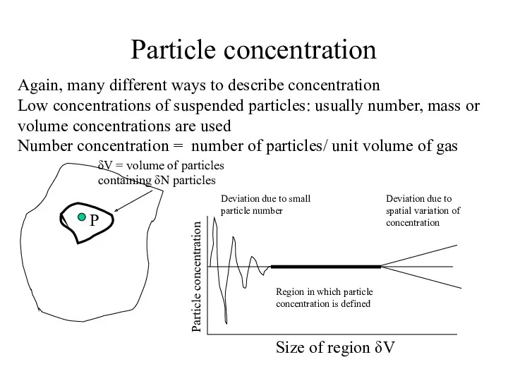 Particle concentration Again, many different ways to describe concentration Low