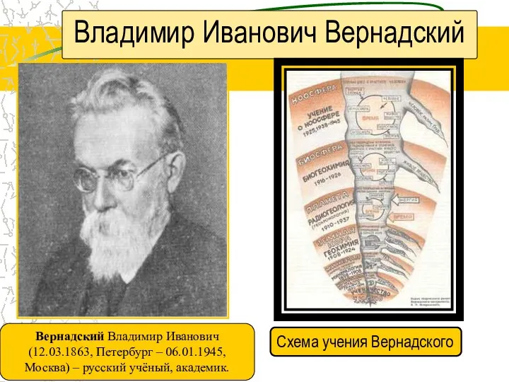 Владимир Иванович Вернадский Вернадский Владимир Иванович (12.03.1863, Петербург – 06.01.1945,