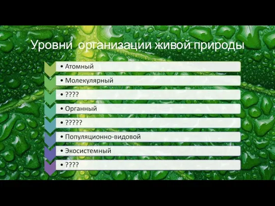 Уровни организации живой природы