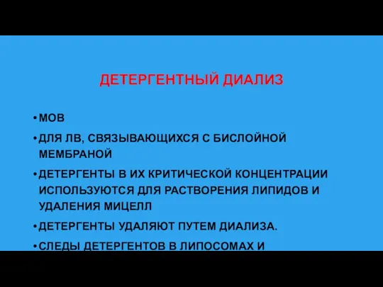 ДЕТЕРГЕНТНЫЙ ДИАЛИЗ МОВ ДЛЯ ЛВ, СВЯЗЫВАЮЩИХСЯ С БИСЛОЙНОЙ МЕМБРАНОЙ ДЕТЕРГЕНТЫ