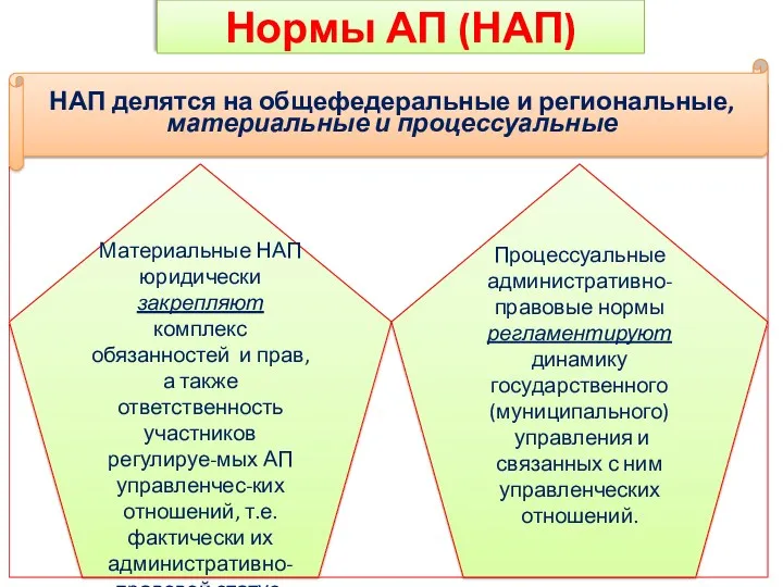 Нормы АП (НАП) НАП делятся на общефедеральные и региональные, материальные