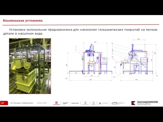 Колокольная установка 08.06.2020 Установка колокольная предназначена для нанесения гальванических покрытий на мелкие детали в насыпном виде.